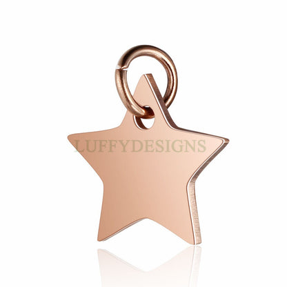10pcs Star Charms 12mm, Gold /Rose Gold plated Stainless Steel, Pentagram Pendant, Five-pointed Star Pendants, Tiny Star Findings
