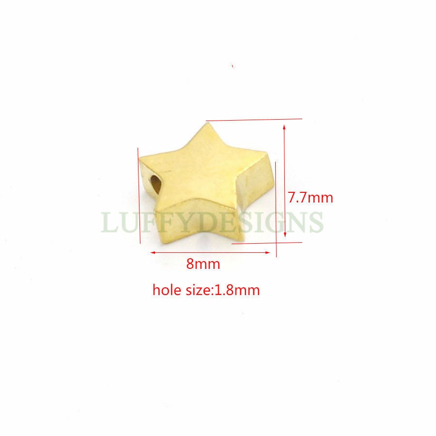 10pcs 3D Star Charms, Gold /Rose Gold plated Stainless Steel, Pentagram Beads, Five-pointed Star Pendants, Tiny Star Findings, 5mm/8mm