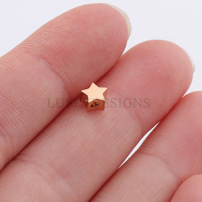 10pcs 3D Star Charms, Gold /Rose Gold plated Stainless Steel, Pentagram Beads, Five-pointed Star Pendants, Tiny Star Findings, 5mm/8mm