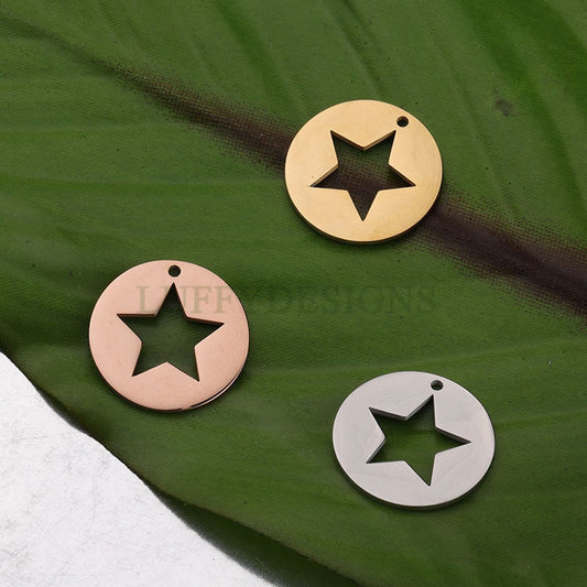 10pcs Star Charms 23mm, Gold /Rose Gold plated Stainless Steel, Pentagram Pendant, Five-pointed Star Pendants, Mirror Polished Star Findings