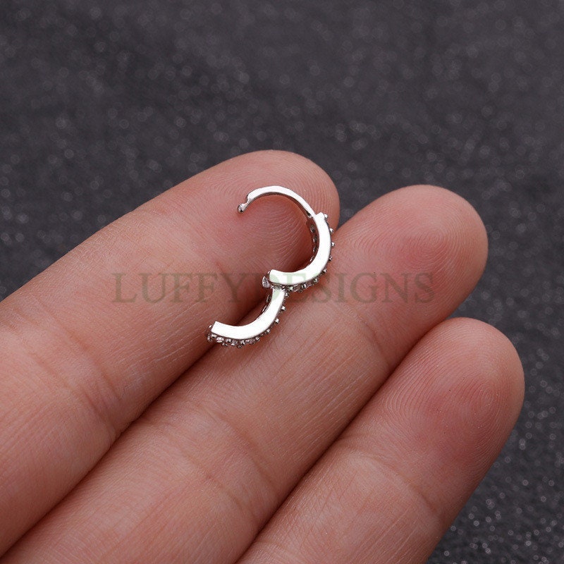 6pcs Clicker Ring Hoops, CZ Round Circle Ring Hoop Earrings, Colorful Zircon Piercing Earring, Lip Ring, Nose Ring, Gold Ear Hoops Findings