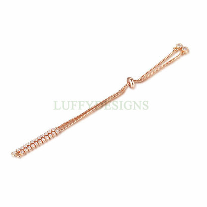 5pcs Half Finished Slide Bracelet, Sliding Adjustable Bracelet, CZ Pave Bracelet, Cubic Zirconia Bracelet, Gold /Rose Gold Plated Brass