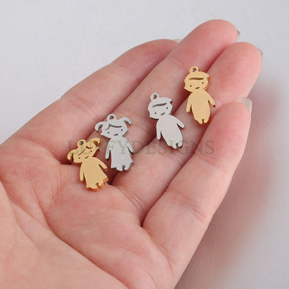10pcs kids Charm Supply, 18k Gold Plated Stainless Steel, Boy and Girl Charms, Children Charm Craft Supply, Kids Charm for Handcraft Jewelry