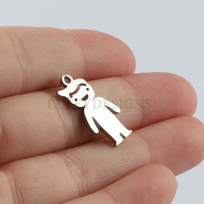 10pcs kids Charm Supply, 18k Gold Plated Stainless Steel, Boy and Girl Charms, Children Charm Craft Supply, Kids Charm for Handcraft Jewelry