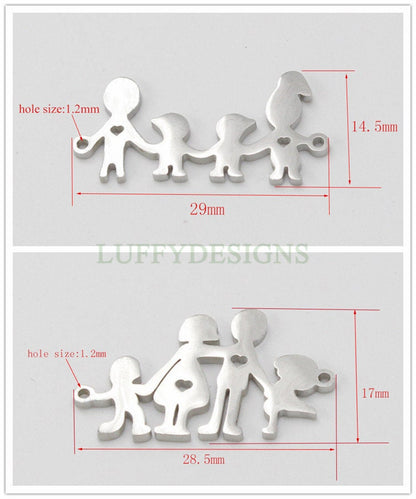 10pcs Family Charm Supply, 18k Gold Plated Stainless Steel, Parents and Children Charms, Father and Mother Charm Pendant,Gold Family Pendant