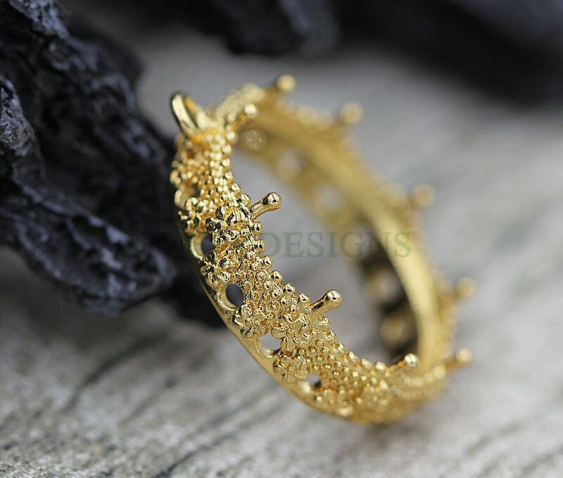 10pcs Round Crown Bezel Cup 20mm/25mm, Silver /24K Gold plated Brass, Double Loops Blank Bezel Base Setting, Gemstone Cabochon Pendant Base