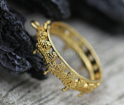 10pcs Round Crown Bezel Cup 20mm/25mm, Silver /24K Gold plated Brass, Double Loops Blank Bezel Base Setting, Gemstone Cabochon Pendant Base