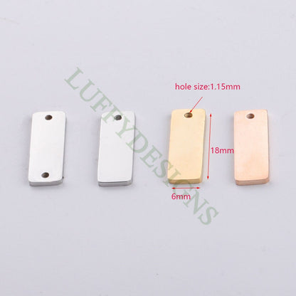 10pcs Personalized Stamping Blank Bar 6x18mm, Ready to Stamp, Gold Bar Charm, Gold Plated Stainless Steel, Mirror Polished Engraving Supply