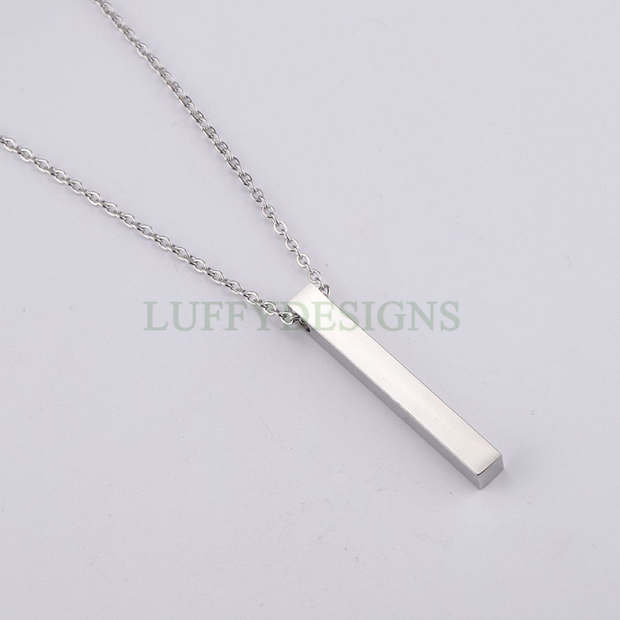 10pcs Blank 3D bar necklace, 3D bar necklace supplies, Gold stainless steel blanks, Hand stamping 3D bar necklace, DIY Engraving, 40x5mm