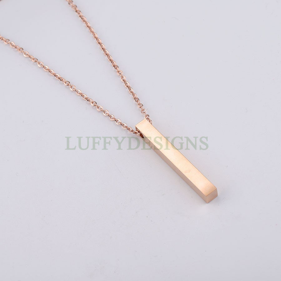 10pcs Blank 3D bar necklace, 3D bar necklace supplies, Gold stainless steel blanks, Hand stamping 3D bar necklace, DIY Engraving, 40x5mm