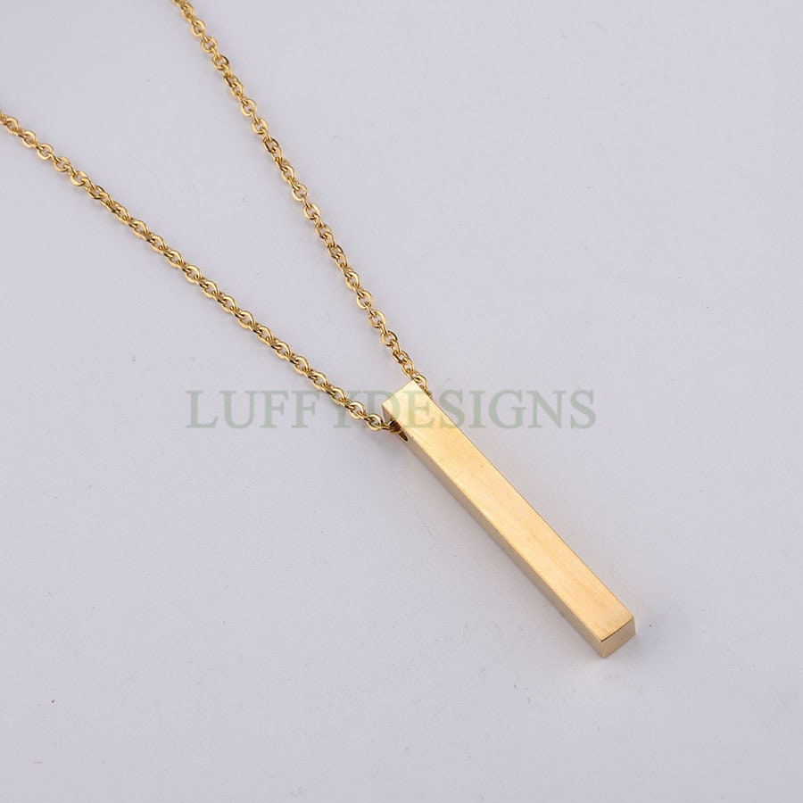 10pcs Blank 3D bar necklace, 3D bar necklace supplies, Gold stainless steel blanks, Hand stamping 3D bar necklace, DIY Engraving, 40x5mm