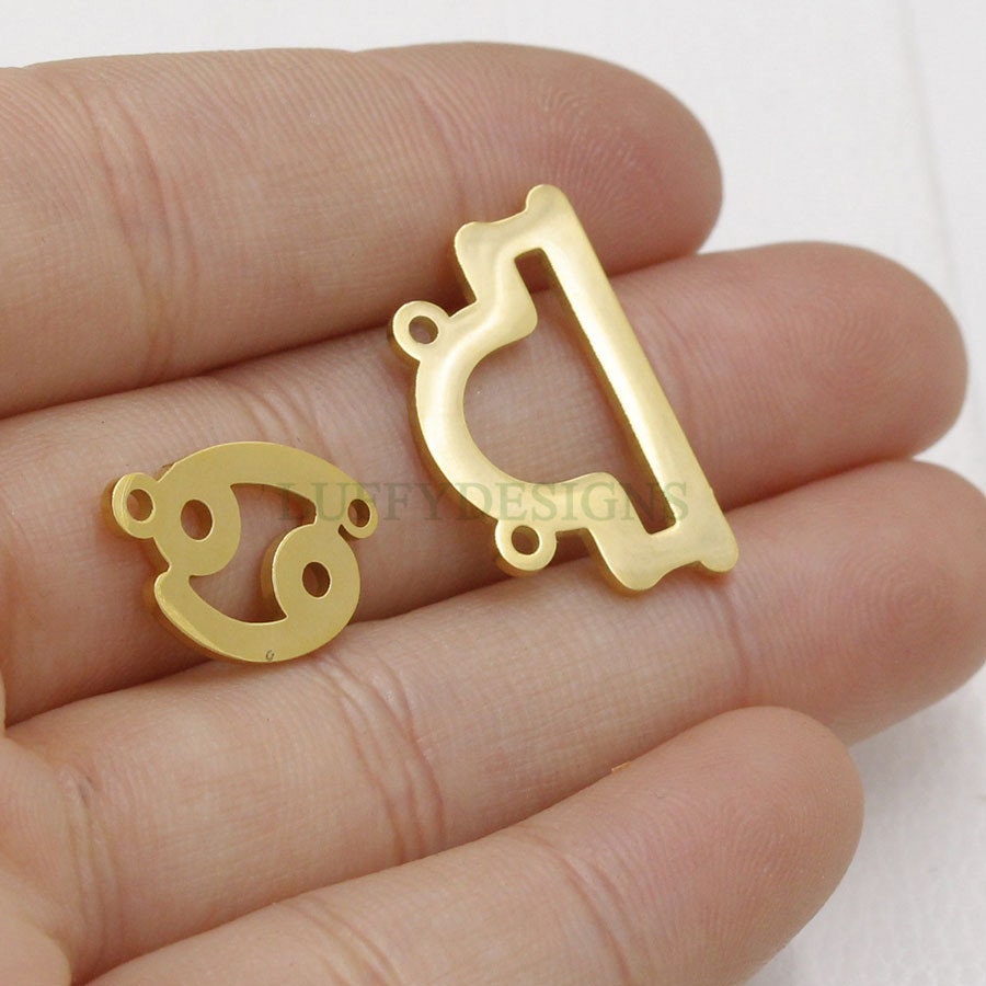 5pcs Zodiac Symbol Constellation Charm, Gold plated Stainless Steel, Gold Zodiac Pendant, Constellation Pendant, Mirror Polished, 15mm