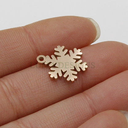 10pcs Snowflake Charms, Gold Snowflake Pendant, Snow Charm, Winter Charm, Holiday Charm, Christmas Charm, Winter Wonderland Charm