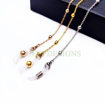 5pcs Eye Glass Stainless Steel Chains, Sunglass Chain, Eyeglass Holder Snake/Beaded Chain, 18k Gold /Rose Gold plated, Reading Glass Chain