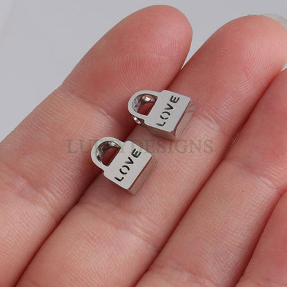 10pcs 3D Lock Charms 10x7mm, Gold plated Stainless Steel, Gold Lock Beads Charm, Tiny Lock Findings, Mirror Polished, Love Lock Beads Charm
