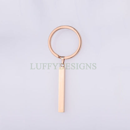 5pcs Blank 3D bar keychain, 3D bar keyring supplies, Gold stainless steel blanks, Hand stamping bar keychain, Mirror Polished DIY Engraving