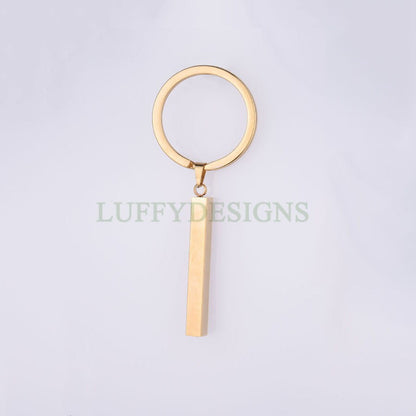 5pcs Blank 3D bar keychain, 3D bar keyring supplies, Gold stainless steel blanks, Hand stamping bar keychain, Mirror Polished DIY Engraving
