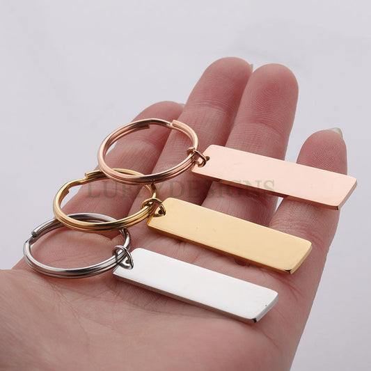 5pcs Blank bar keychain, bar keyring supplies, Gold stainless steel blanks, Ready Stamping bar keychain, Mirror Polished Engraving Keychain