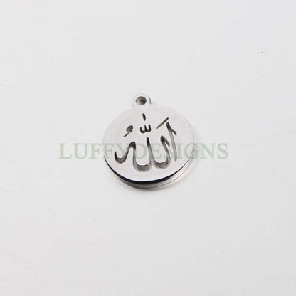 10pcs Islamic ALLAH الله and Mohammed محمد PBUH, Gold Islamic Charm Pendant, Religion Charm, Mirror Polished Staninless Steel Findings