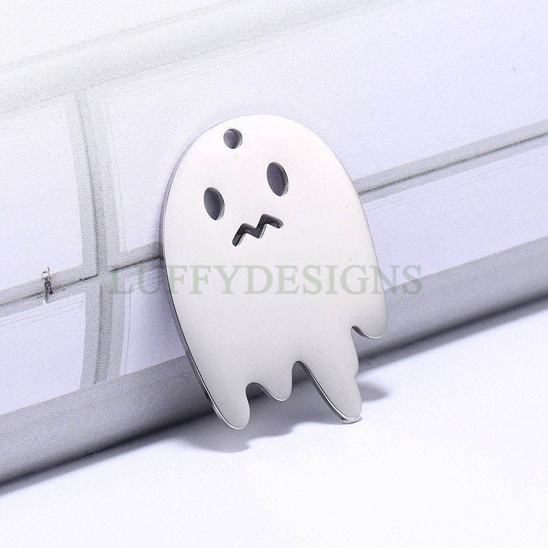 10pcs Halloween Ghost Charm Pendant, Ghost Bracelet, Ghost Necklace, Ghost Earring, Tiny Halloween Charm, 18K Gold plated Stainless Steel