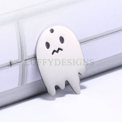 10pcs Halloween Ghost Charm Pendant, Ghost Bracelet, Ghost Necklace, Ghost Earring, Tiny Halloween Charm, 18K Gold plated Stainless Steel