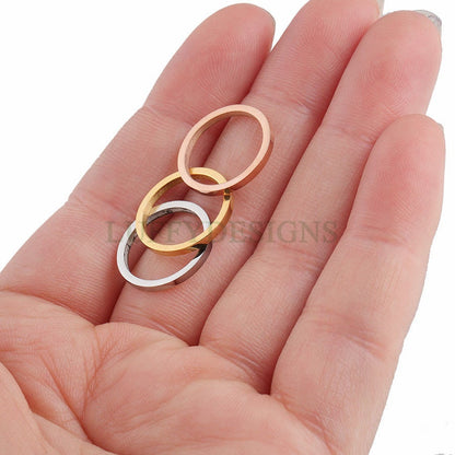 10pcs Gold Ring Charm, Close Jump Ring, Circles Charms Link Connectors, Round Pendant, Round Flat Ring, 18K Gold plated 316L Stainless Steel