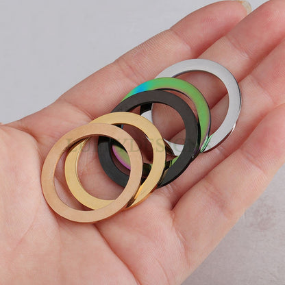10pcs Gold Ring Charm, Close Jump Ring, Circles Charms Link Connectors, Round Pendant, Round Flat Ring, 18K Gold plated 316L Stainless Steel