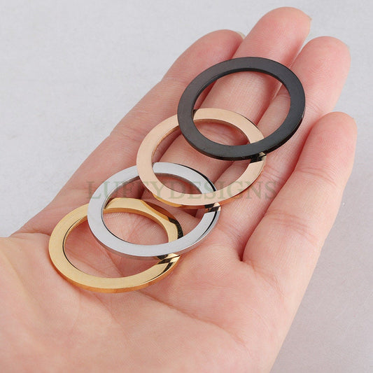 10pcs Gold Ring Charm, Close Jump Ring, Circles Charms Link Connectors, Round Pendant, Round Flat Ring, 18K Gold plated 316L Stainless Steel