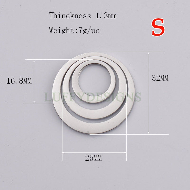 5pcs Circles Charm, Three-Layer Circle Pendant, Stainless Steel Ring Charm, Circles Charms Link Connectors, Round Pendant, Round Flat Ring