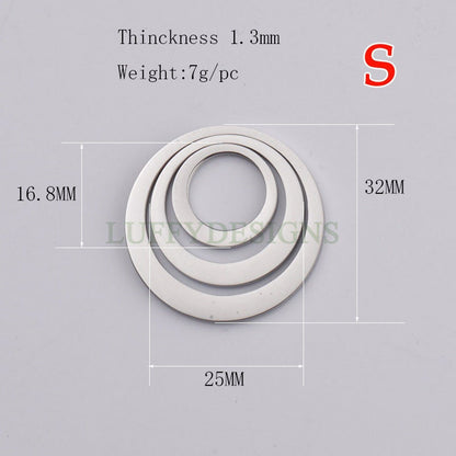 5pcs Circles Charm, Three-Layer Circle Pendant, Stainless Steel Ring Charm, Circles Charms Link Connectors, Round Pendant, Round Flat Ring
