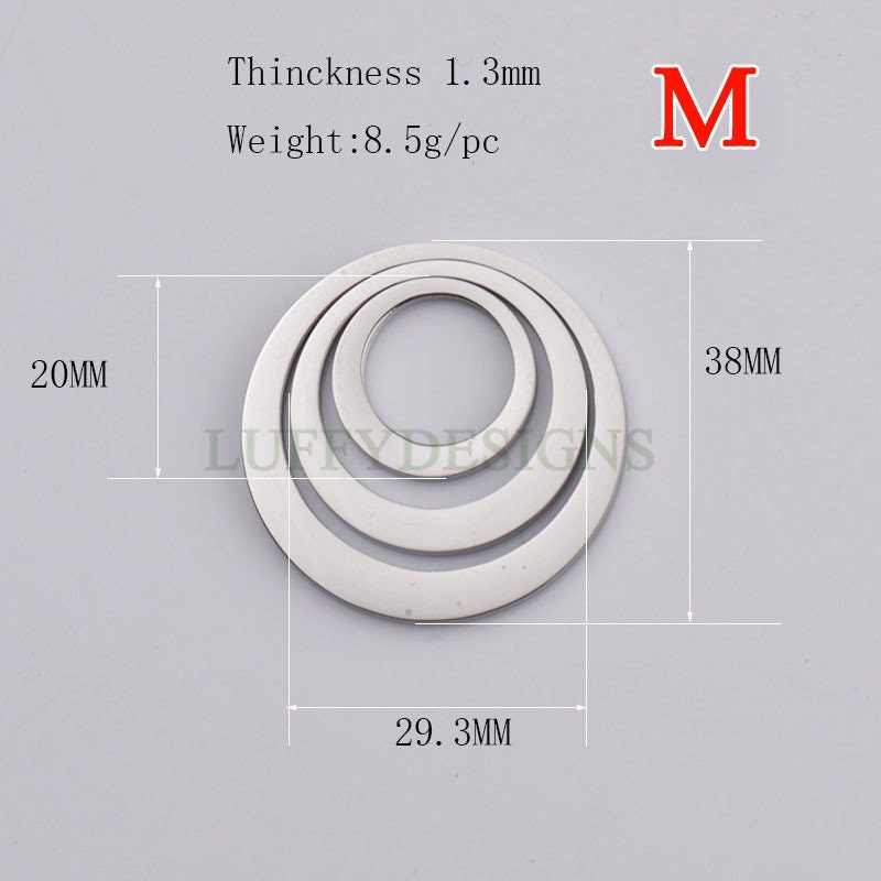 5pcs Circles Charm, Three-Layer Circle Pendant, Stainless Steel Ring Charm, Circles Charms Link Connectors, Round Pendant, Round Flat Ring