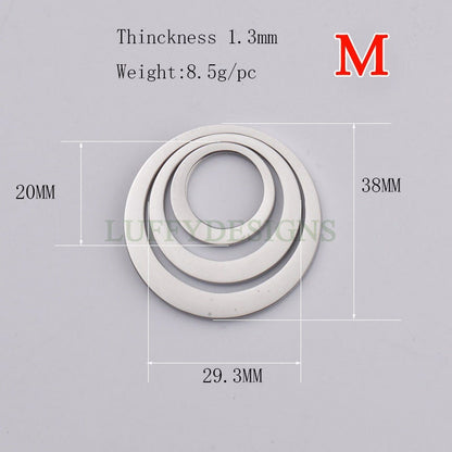 5pcs Circles Charm, Three-Layer Circle Pendant, Stainless Steel Ring Charm, Circles Charms Link Connectors, Round Pendant, Round Flat Ring