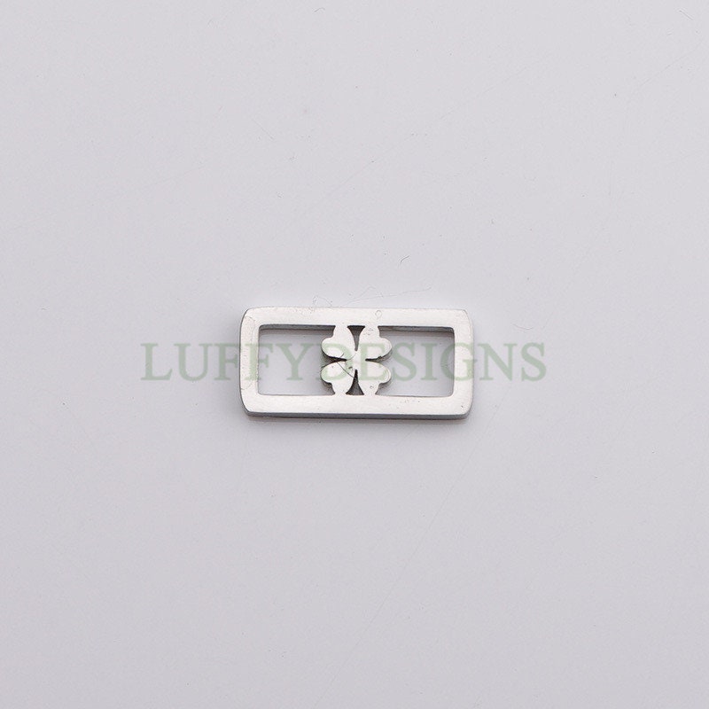 10pcs Rectangle Heart /Star /Clover Charm, Gold Hollow Pendant, Gold plated 316 Stainless Steel, Mirror Polished Bracelet Findings