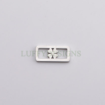 10pcs Rectangle Heart /Star /Clover Charm, Gold Hollow Pendant, Gold plated 316 Stainless Steel, Mirror Polished Bracelet Findings