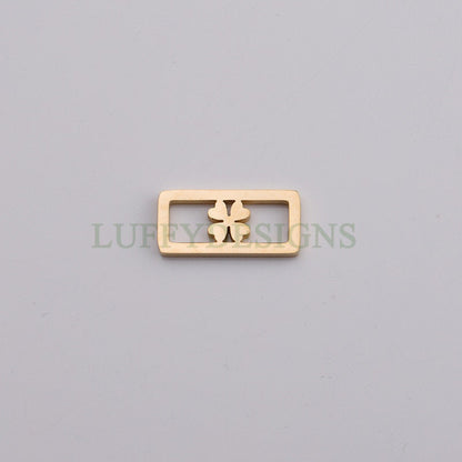 10pcs Rectangle Heart /Star /Clover Charm, Gold Hollow Pendant, Gold plated 316 Stainless Steel, Mirror Polished Bracelet Findings