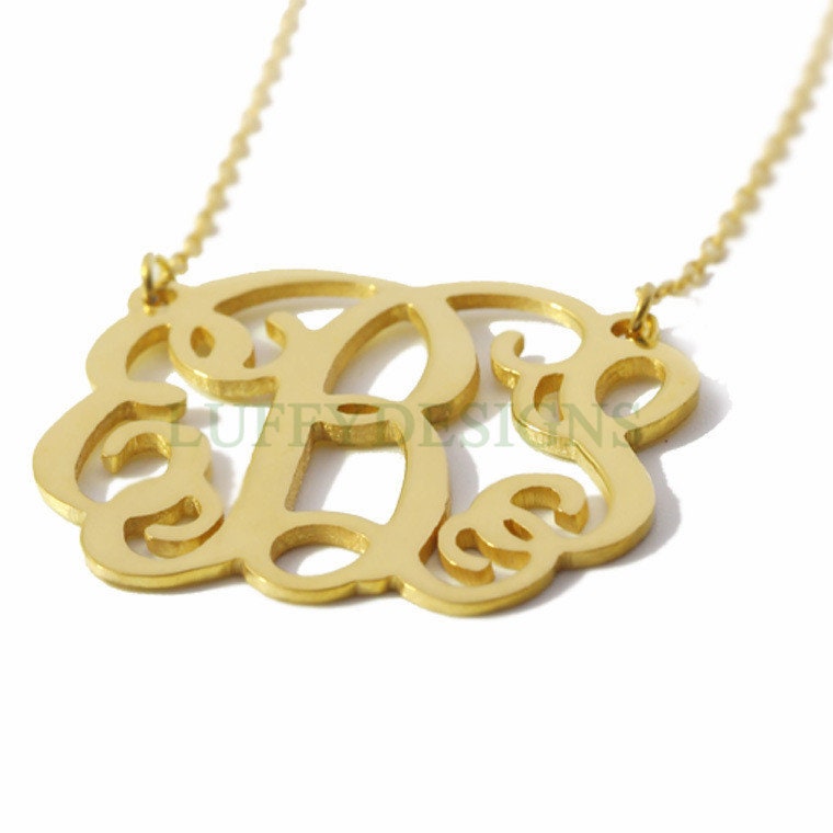 Gold Monogram Necklace, 3 Initials Monogram Necklace, Personalized Name Necklace, Custom Name Necklace, Rose Gold Monogram Pendant Necklace