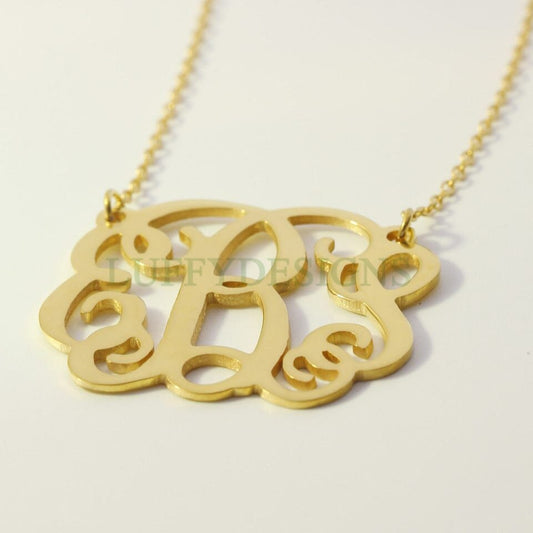 Gold Monogram Necklace, 3 Initials Monogram Necklace, Personalized Name Necklace, Custom Name Necklace, Rose Gold Monogram Pendant Necklace