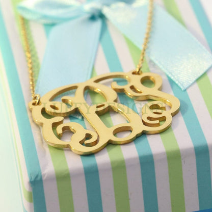Gold Monogram Necklace, 3 Initials Monogram Necklace, Personalized Name Necklace, Custom Name Necklace, Rose Gold Monogram Pendant Necklace