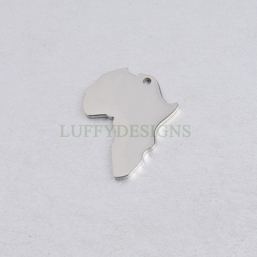 10pcs Africa Charm, Africa Map Pendant, Gold Africa Charm Pendant, Travel Jewelry, 18K Gold plated Stainless Steel, Gold Africa Pendant