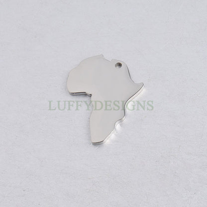 10pcs Africa Charm, Africa Map Pendant, Gold Africa Charm Pendant, Travel Jewelry, 18K Gold plated Stainless Steel, Gold Africa Pendant
