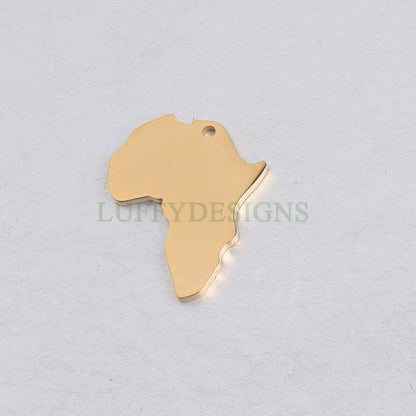 10pcs Africa Charm, Africa Map Pendant, Gold Africa Charm Pendant, Travel Jewelry, 18K Gold plated Stainless Steel, Gold Africa Pendant