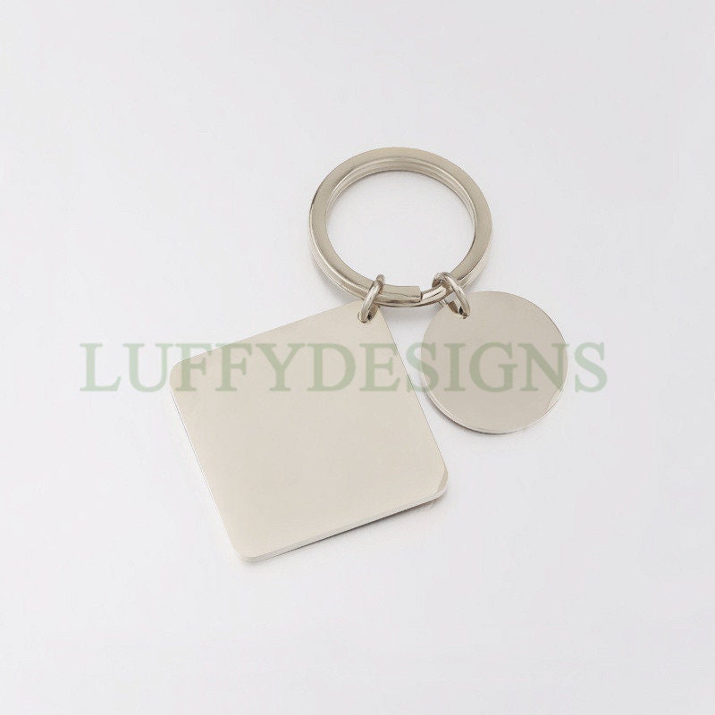 5pcs Blank Round/Square keychain, keyring supplies, Gold stainless steel blanks, Ready Stamping keychain, Mirror Polished Engraving Keychain