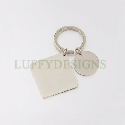 5pcs Blank Round/Square keychain, keyring supplies, Gold stainless steel blanks, Ready Stamping keychain, Mirror Polished Engraving Keychain