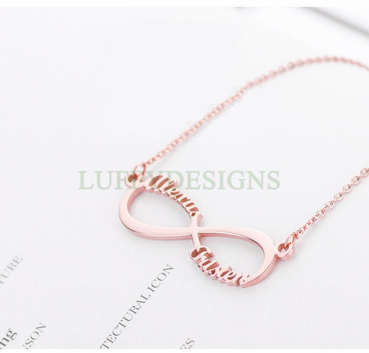 Personalized Infinity Necklace, Custom Couple Name Necklace, Eternity Name Necklace, Gold Name Necklace, Monogram Necklace, Memorial Jewelry