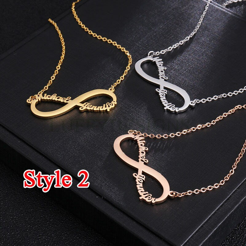 Personalized Infinity Necklace, Custom Couple Name Necklace, Eternity Name Necklace, Gold Name Necklace, Monogram Necklace, Memorial Jewelry