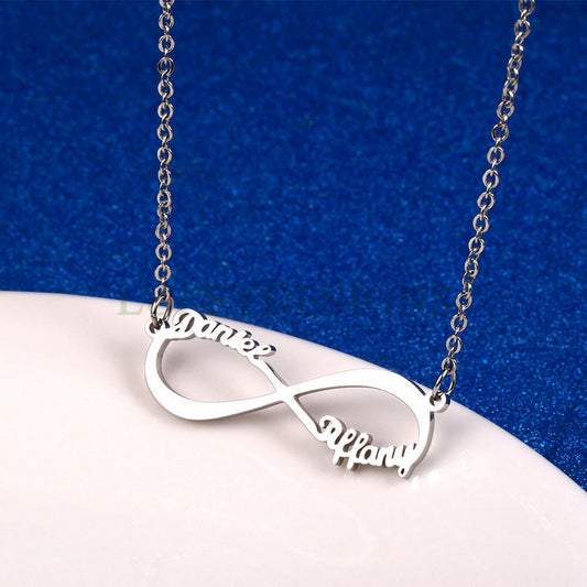 Personalized Infinity Necklace, Custom Couple Name Necklace, Eternity Name Necklace, Gold Name Necklace, Monogram Necklace, Memorial Jewelry