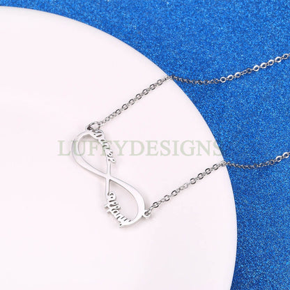 Personalized Infinity Necklace, Custom Couple Name Necklace, Eternity Name Necklace, Gold Name Necklace, Monogram Necklace, Memorial Jewelry