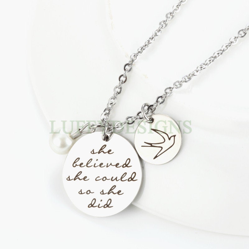 Personalized Jewelry, Engraved Stainless Steel Necklace, Quote Necklace, Customized Necklace, Inspirational Jewelry,Friendship Birthday Gift