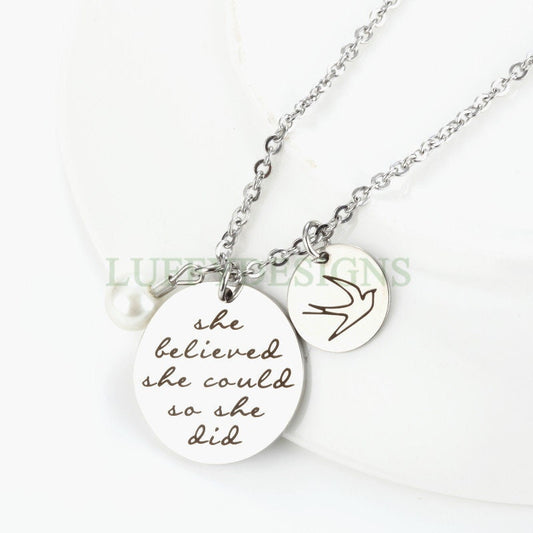 Personalized Jewelry, Engraved Stainless Steel Necklace, Quote Necklace, Customized Necklace, Inspirational Jewelry,Friendship Birthday Gift
