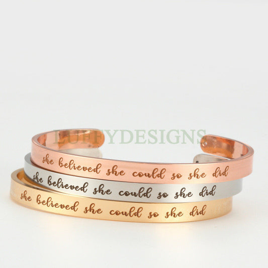 Personalized Bangle Bracelet, Inspirational Cuff Bracelet, Custom Name Bangle, Engraved Cuff Bracelet, Customized Steel Cuff, Gift for Her